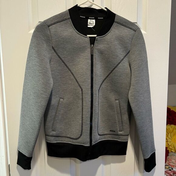 RBX Reebok Women’s Tempo Scuba Bomber Jacket Gray with Black Size Small - Picture 15 of 15